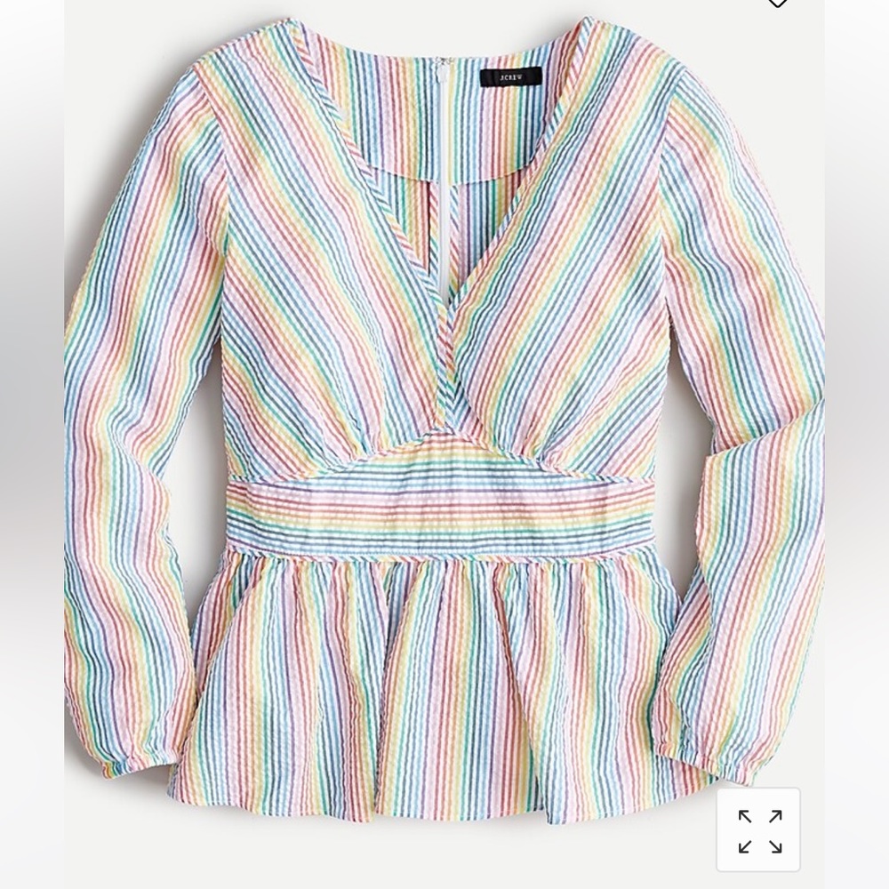 J Crew peplum blouse rainbow seersucker size 6